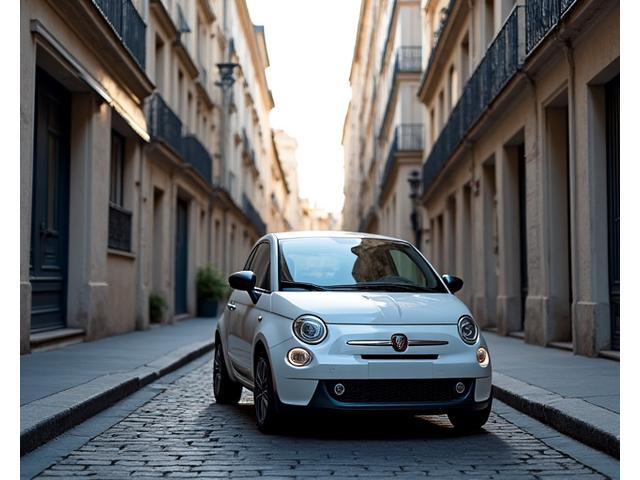 Petite citadine agile garée dans une rue parisienne, facile à manœuvrer